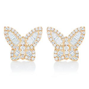Petite Diamond Butterfly Earrings - Yellow