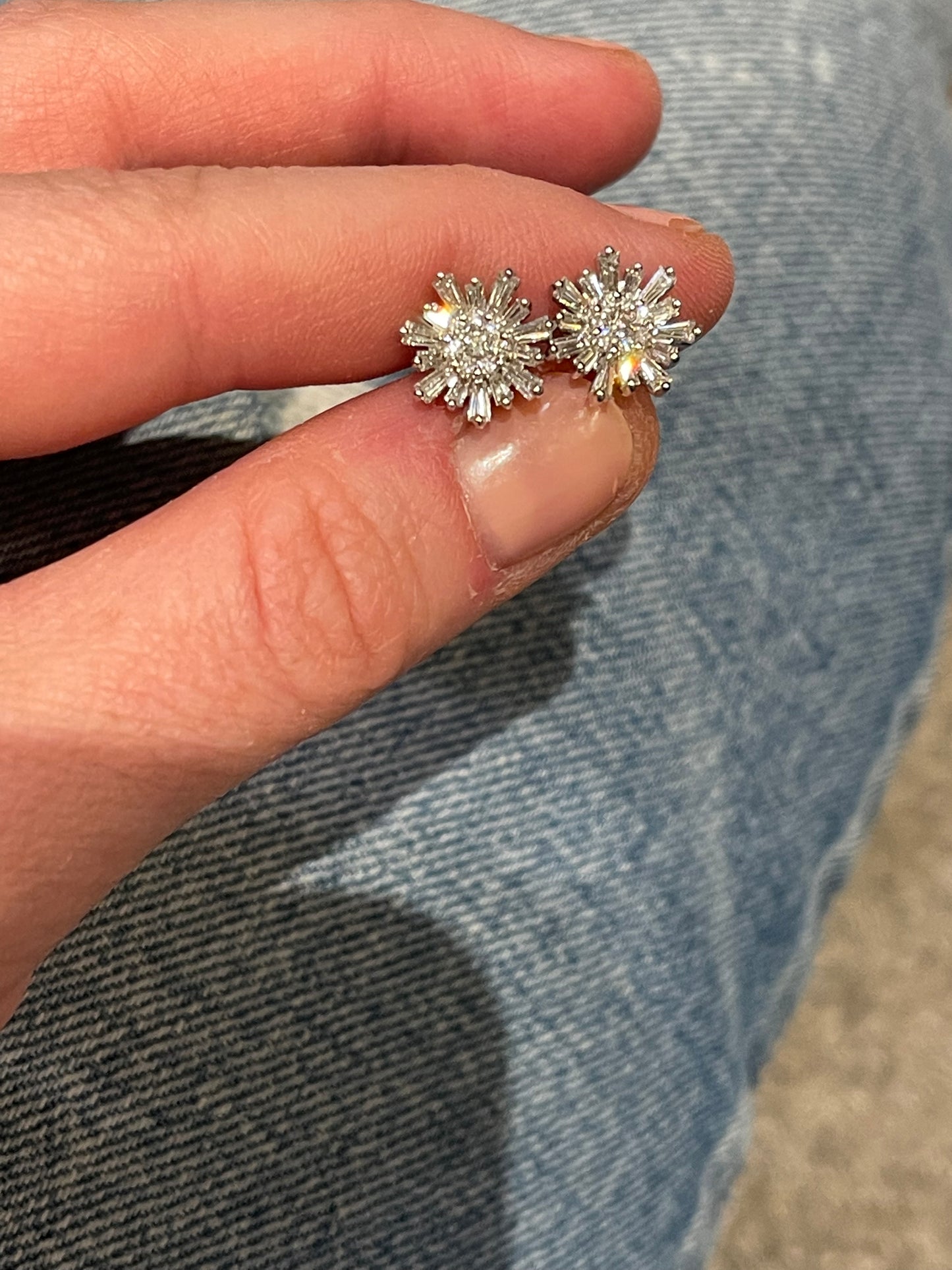 Diamond "Ray of Light" Sun Earrings 4