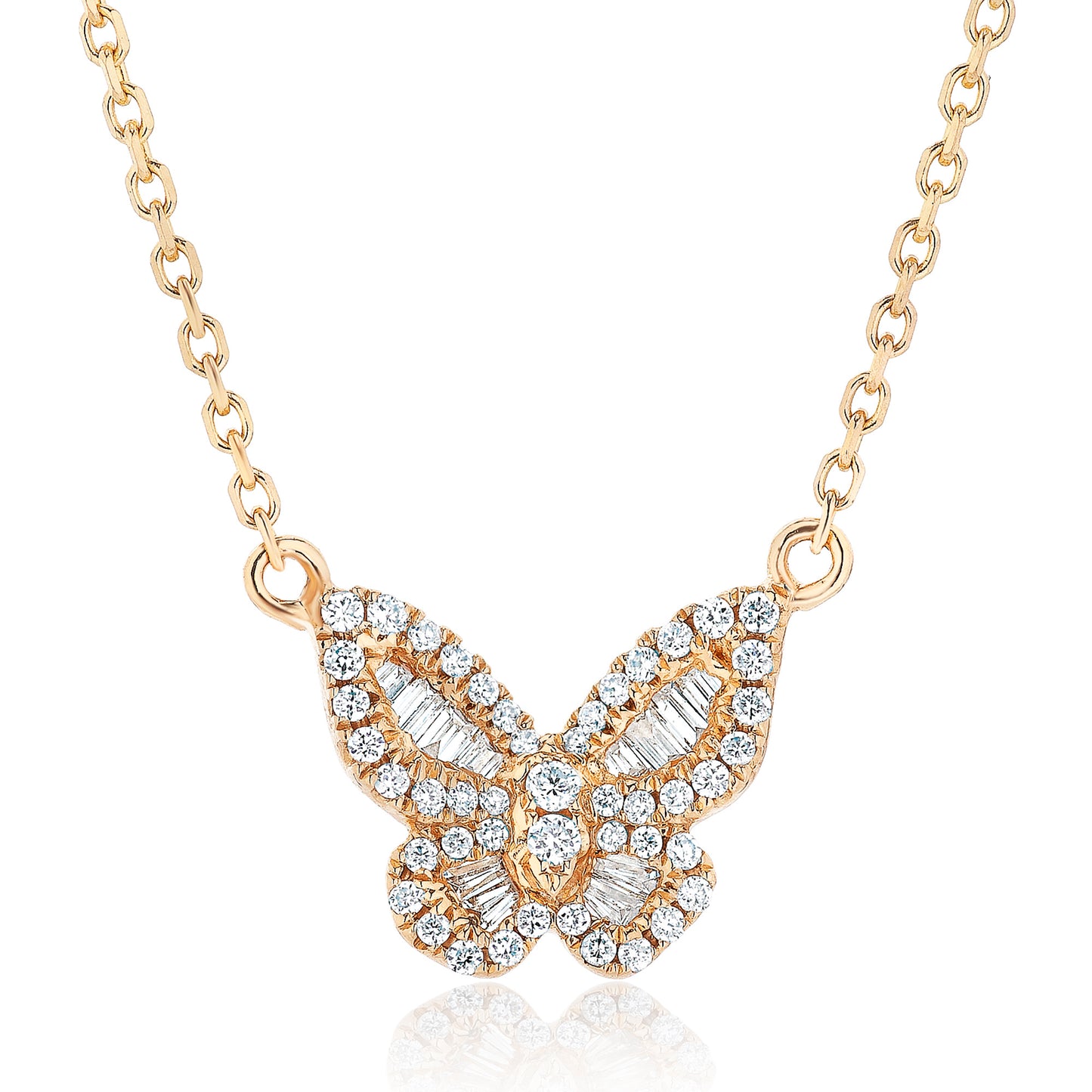 Mini Diamond Butterfly Pendant - Close up
