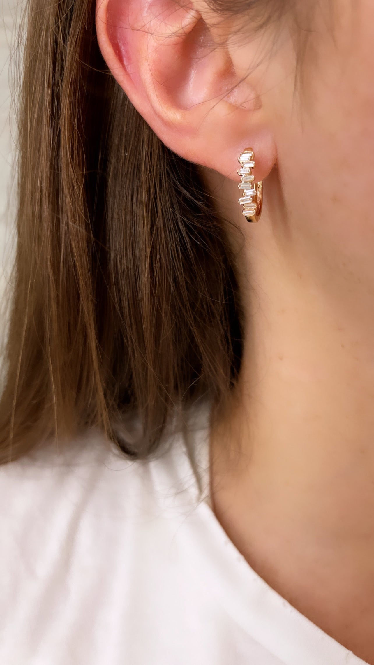 Diamond Baguette Hoop Earrings 2