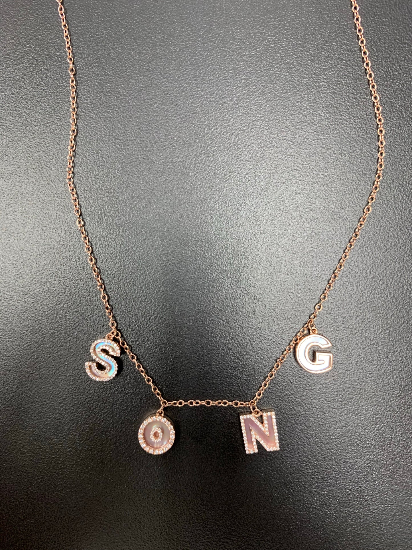 Mother of Pearl Letter Charm Necklace - Two