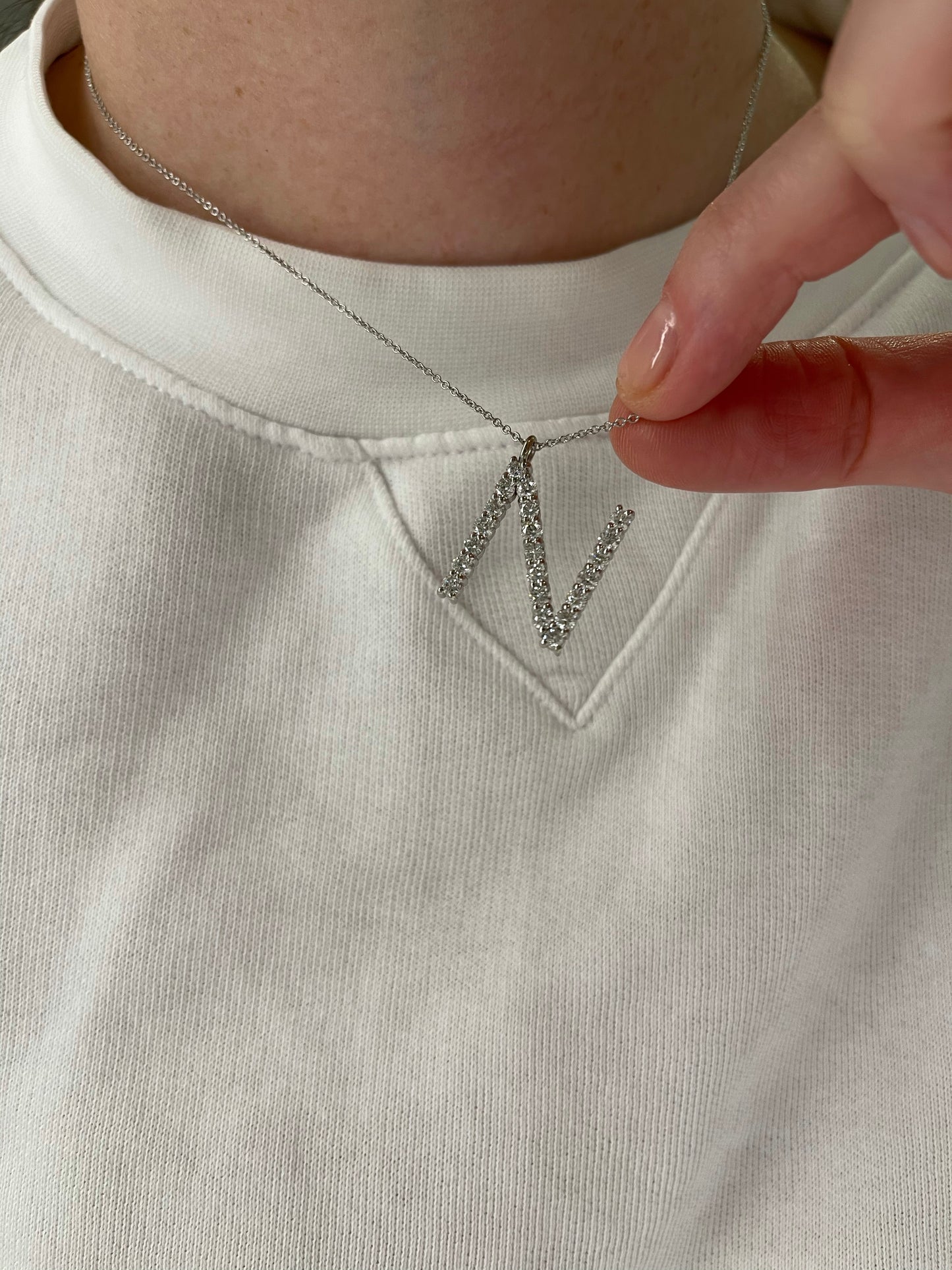 Diamond and Sapphire Letter Pendant - Four