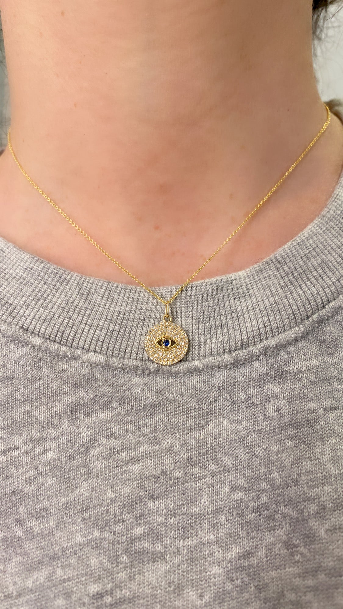 Evil Eye Diamond Circle Pendant