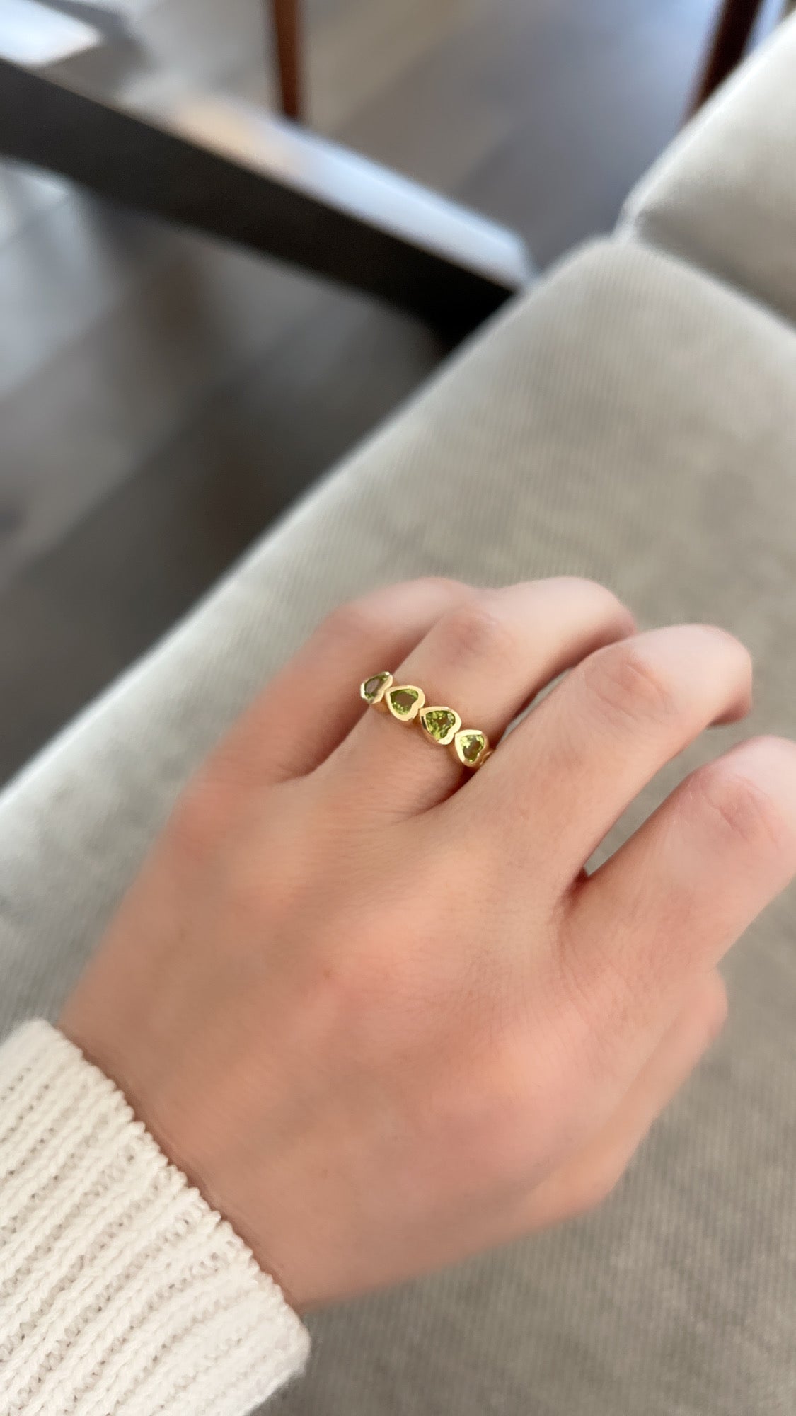 Peridot Bezel Set Heart Shape Band 3