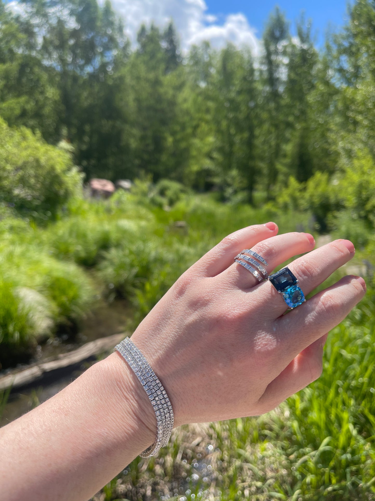 Blue Topaz Toi Et Moi Ring 5