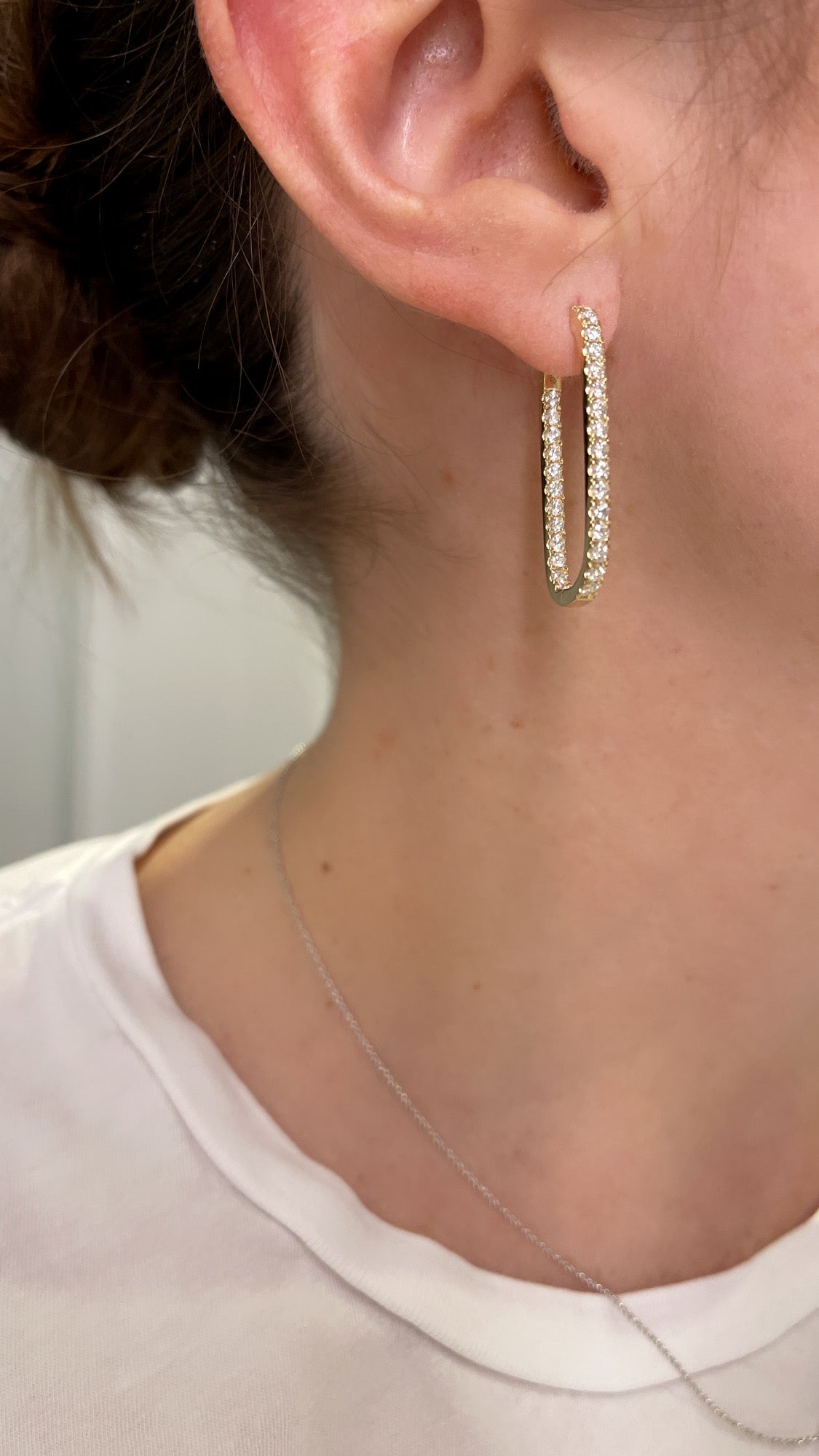 Rectangular Diamond Hoop Earrings 3