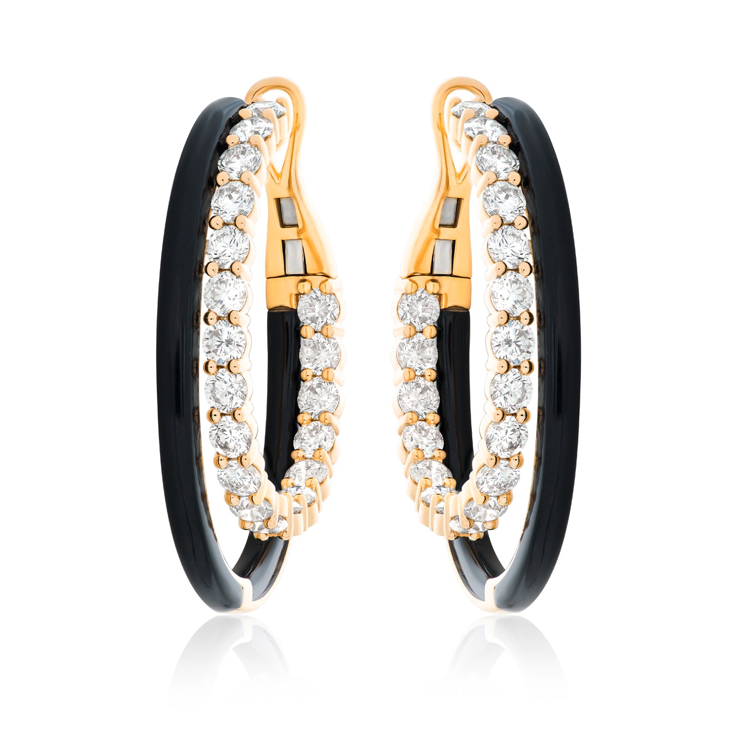 Diamond and Onyx Double Hoop Earrings