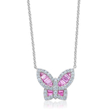 Load image into Gallery viewer, Medium Pink Sapphire and Diamond Butterfly Pendant