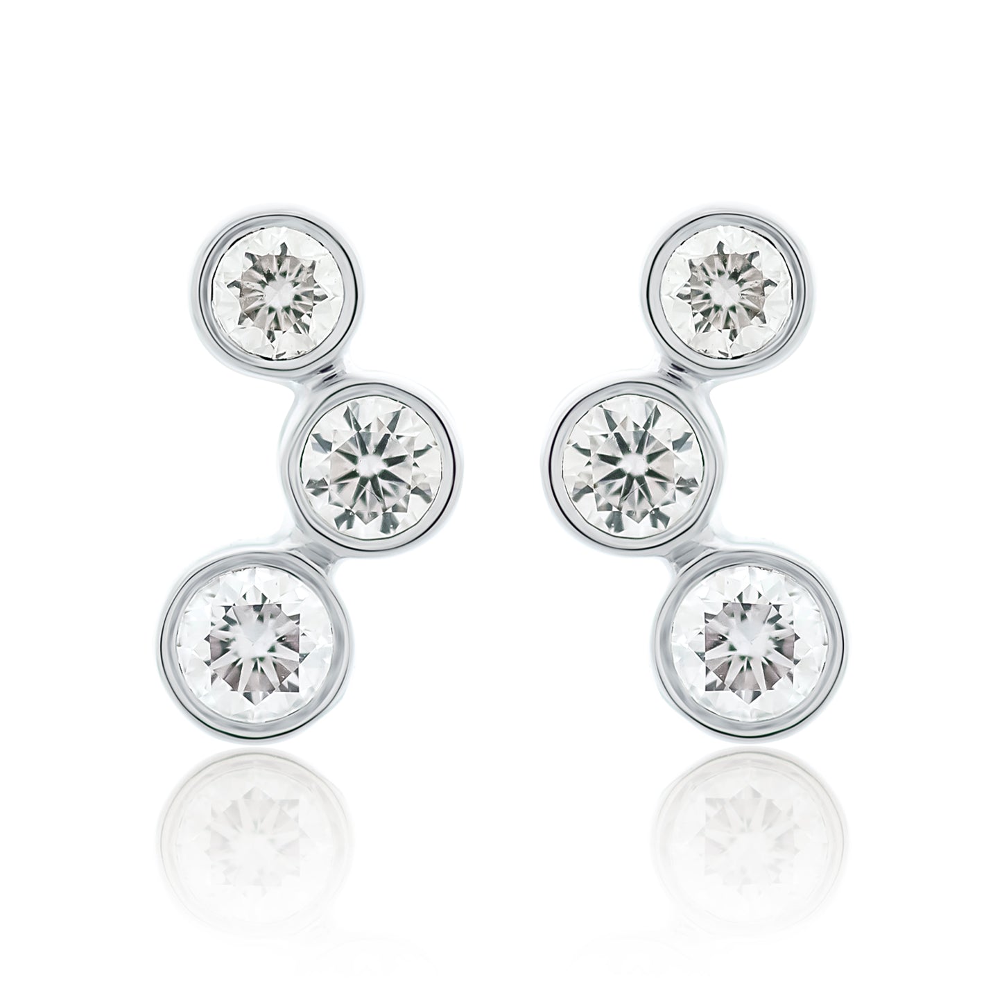 Bezel Set Trio Diamond Earrings