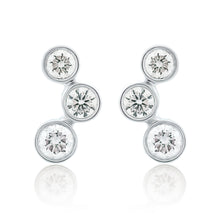 Load image into Gallery viewer, Bezel Set Trio Diamond Earrings