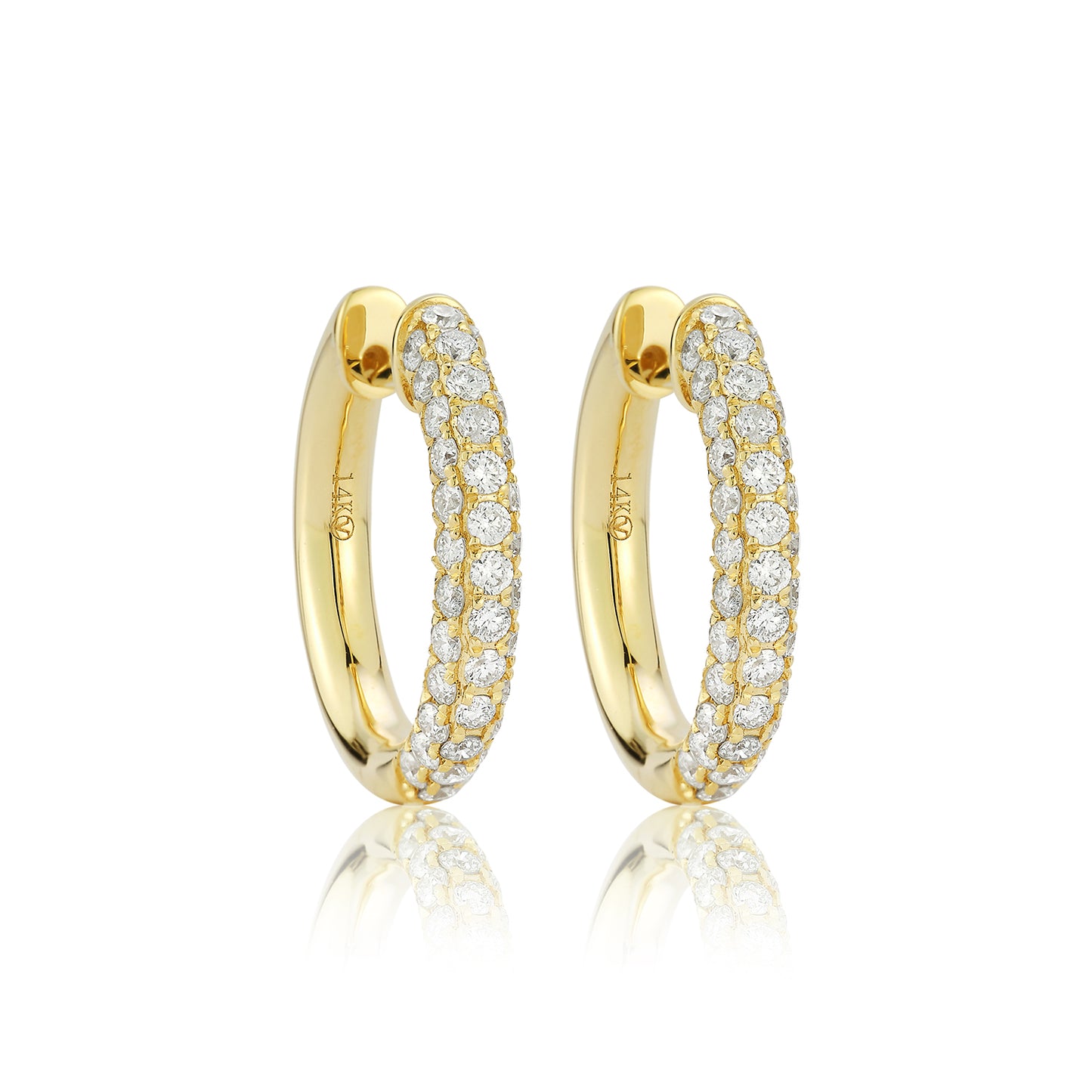 Multi Row Diamond Hoop Huggie Earrings