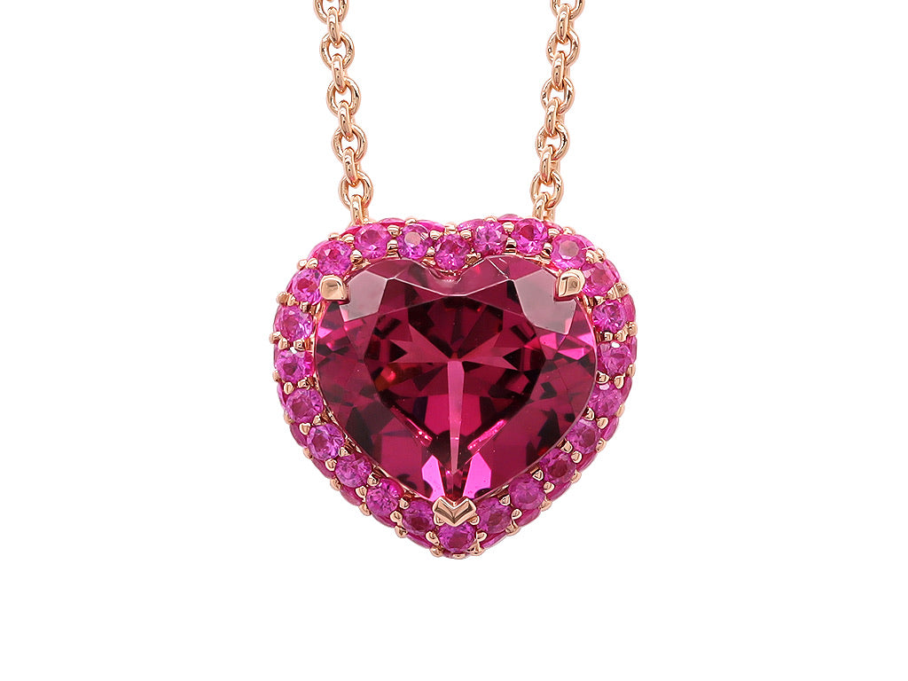 Rhodolite and Pink Sapphire Heart Pendant