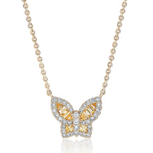 Load image into Gallery viewer, Petite Yellow Sapphire and Diamond Butterfly Pendant