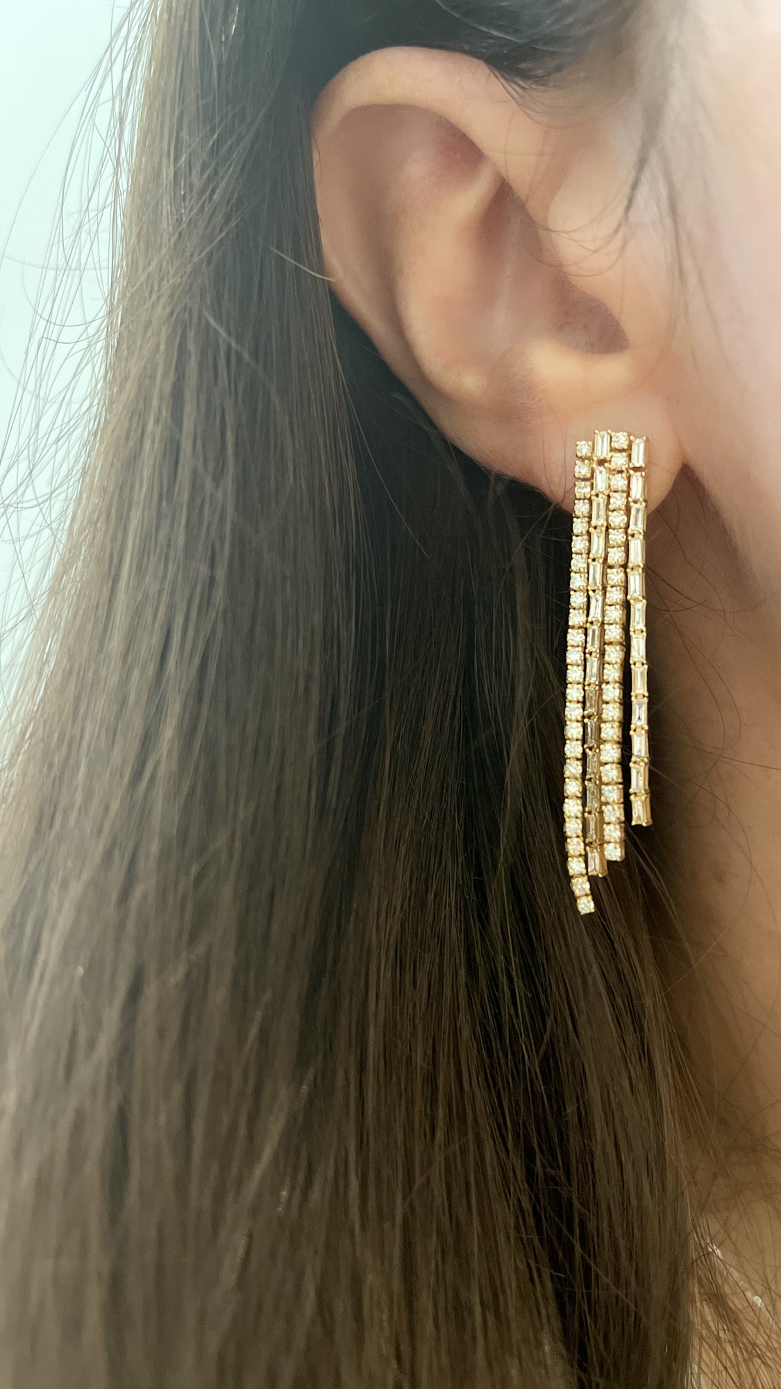 Four Row Diamond Strand Earrings 3