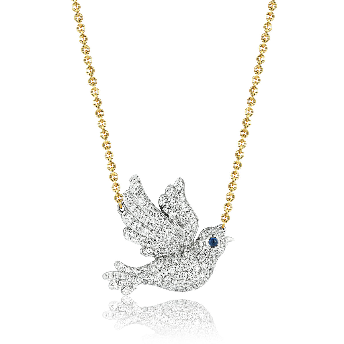 Two Tone Baby Diamond Dove Pendant Nicole Rose Fine Jewelry