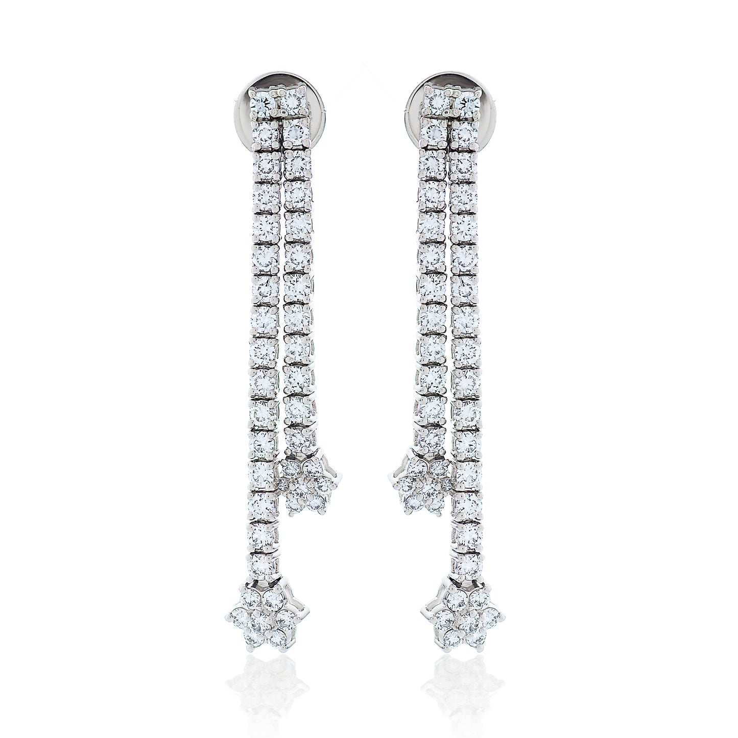 Falling Diamond Flower Dangle Earrings