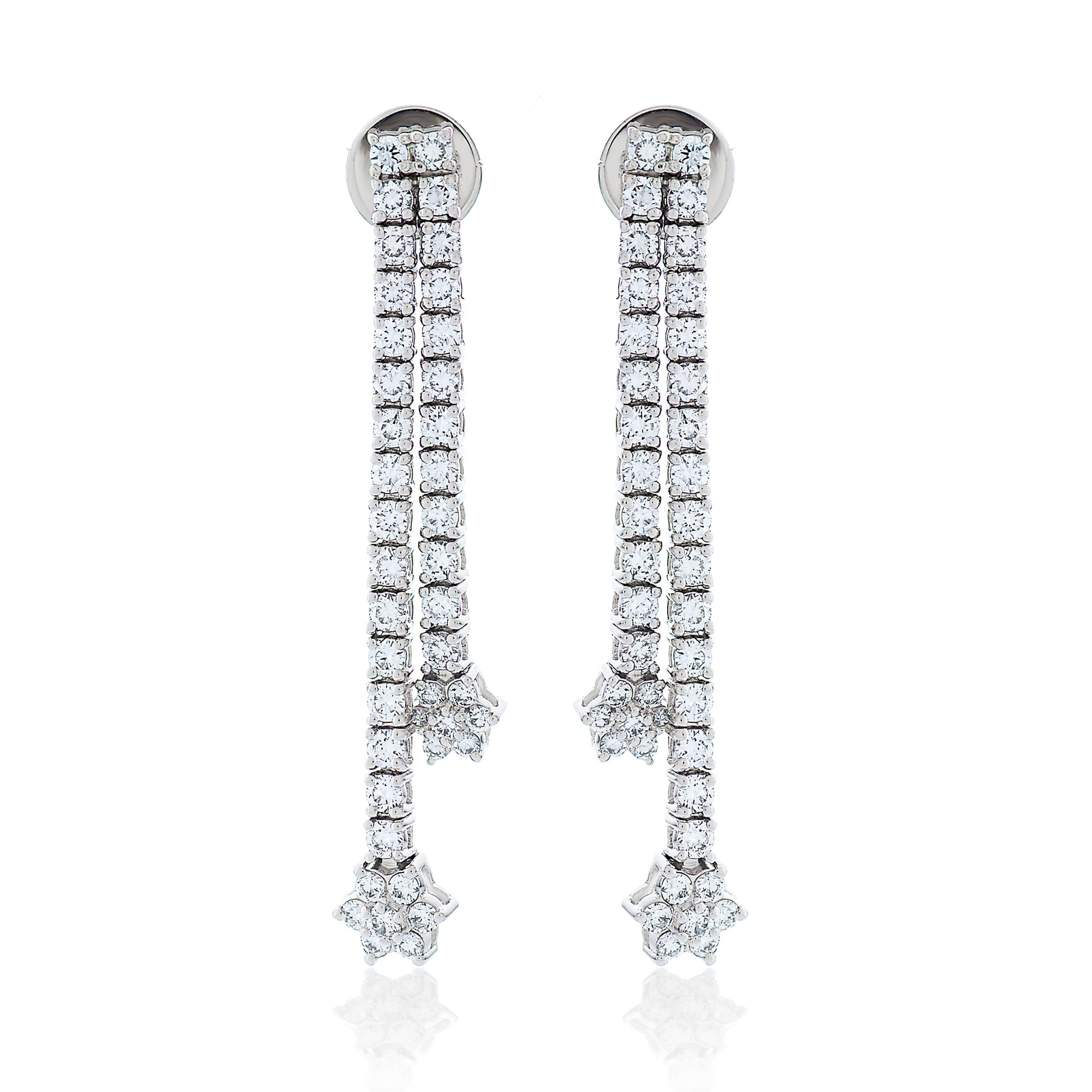 Falling Diamond Flower Dangle Earrings