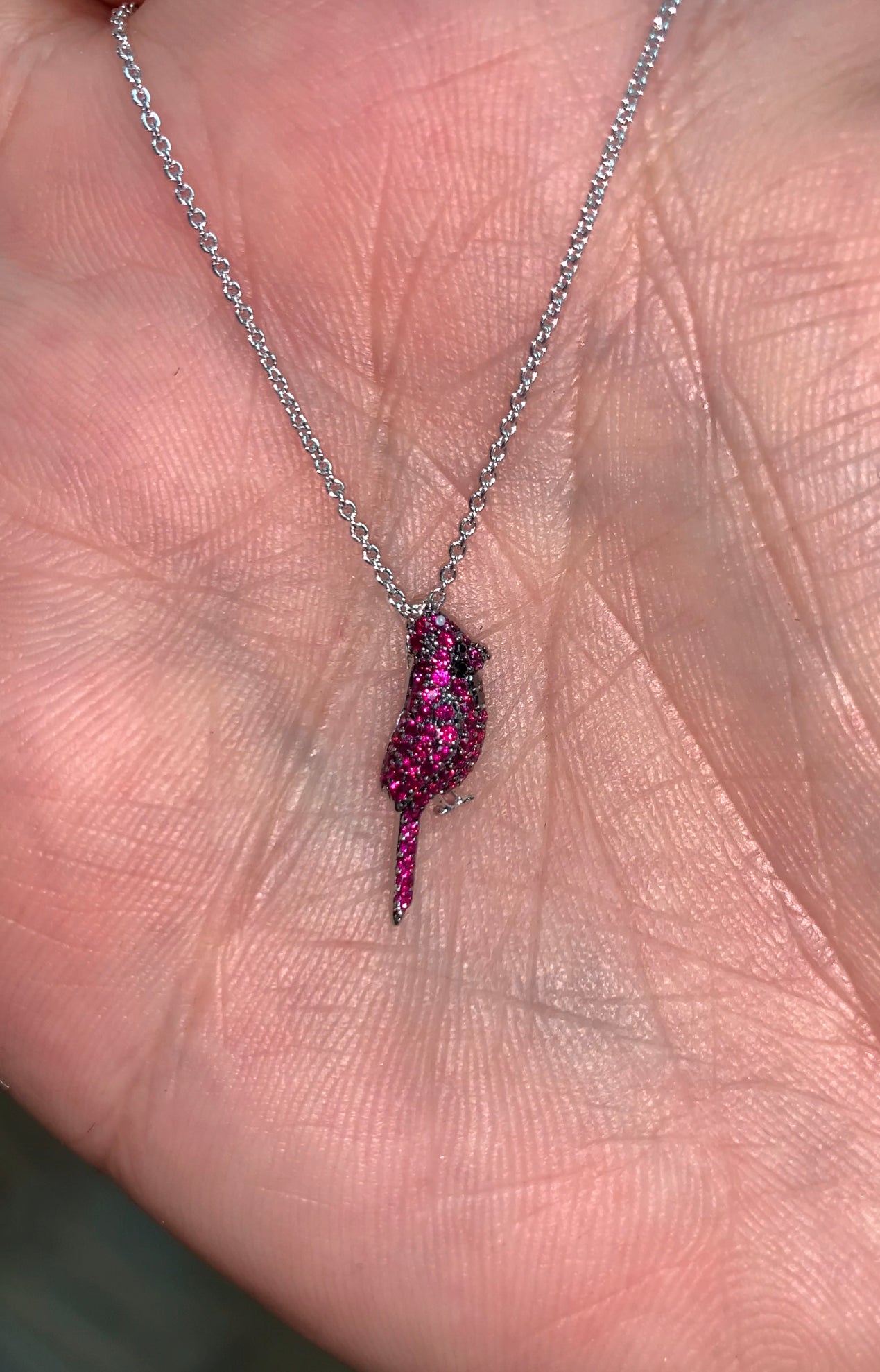 Petite Ruby and Diamond Cardinal Pendant - Rose