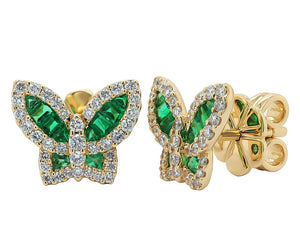 Petite Emerald and Diamond Butterfly Earrings 3