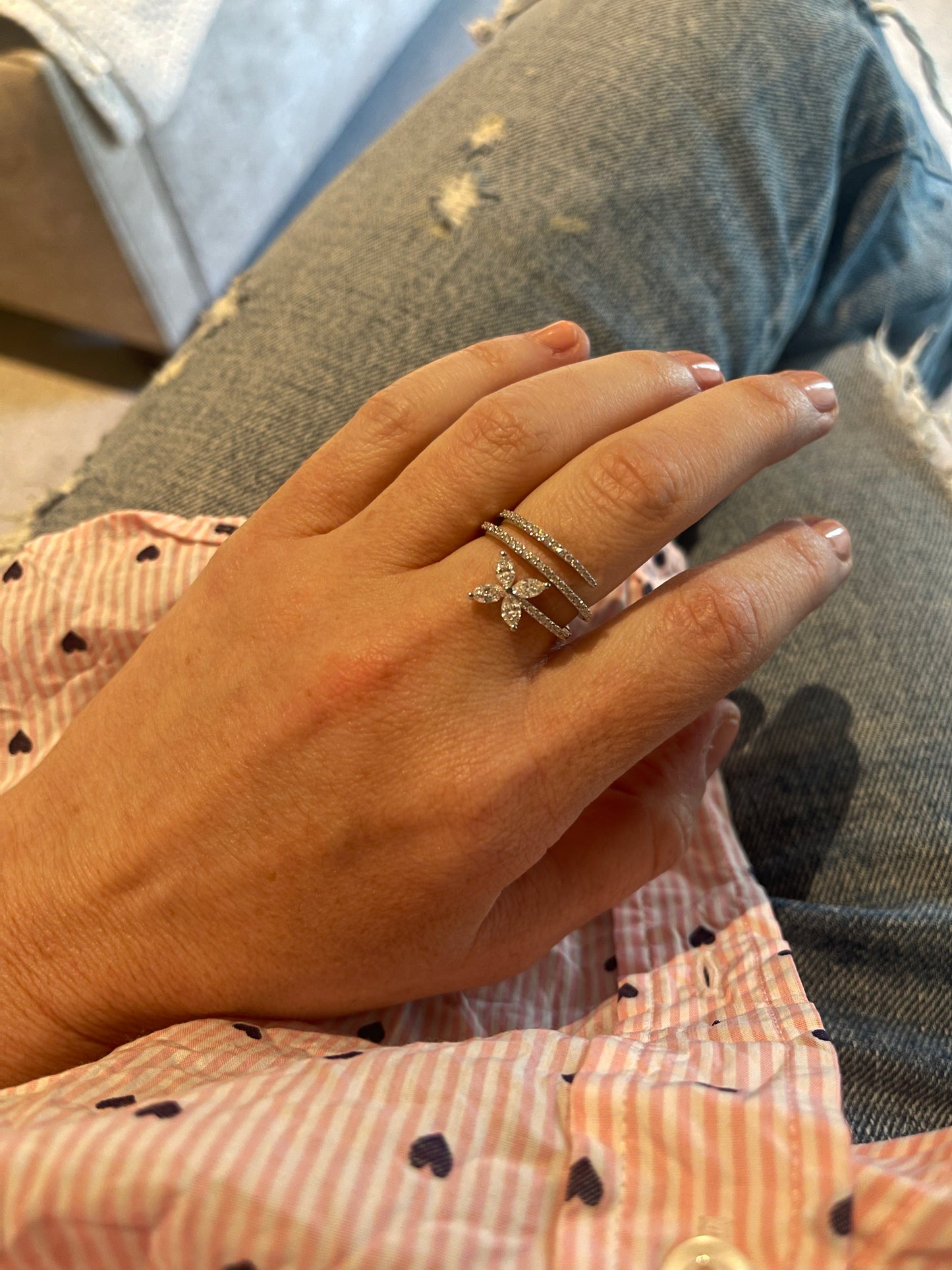 Diamond Flower Coil Ring 4