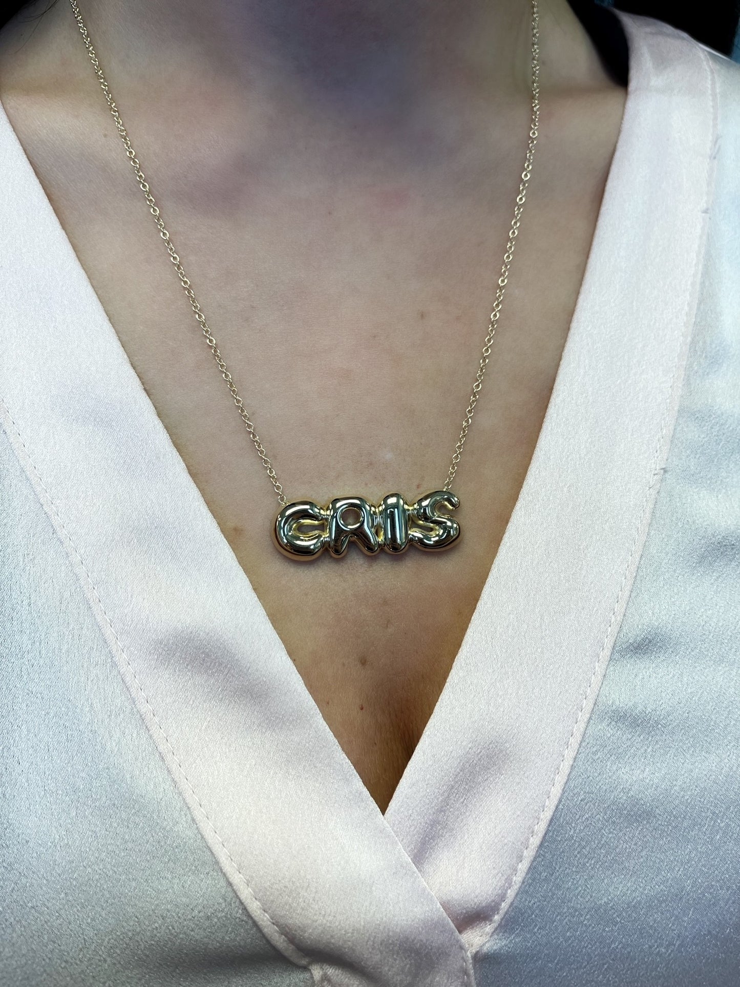 Large Bubble Name Necklace - Cris