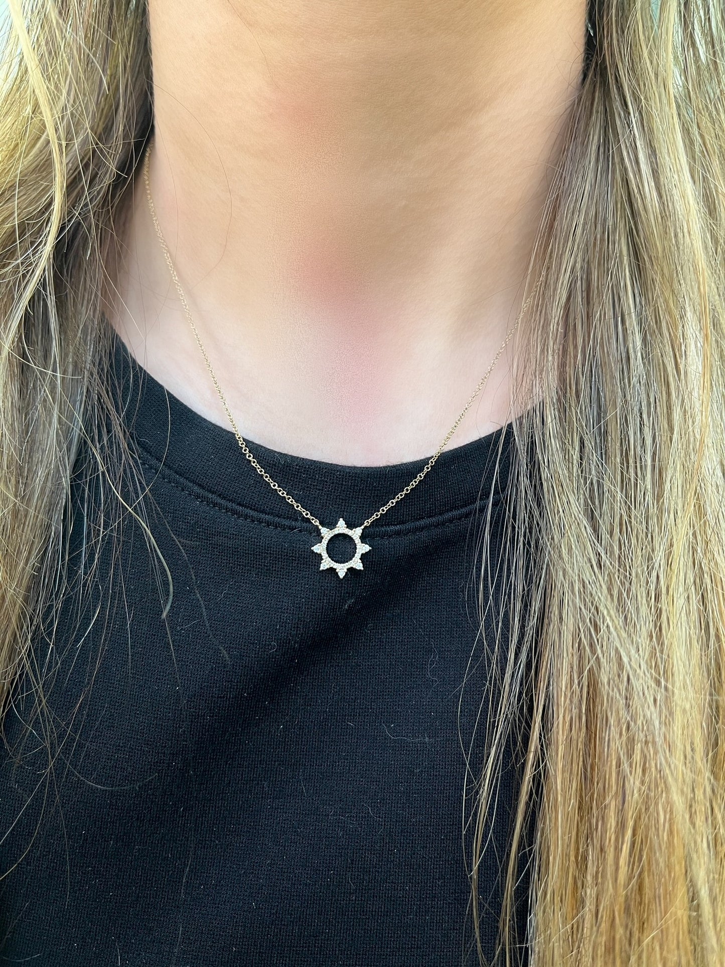 Open Sun Burst Diamond Pendant - Two