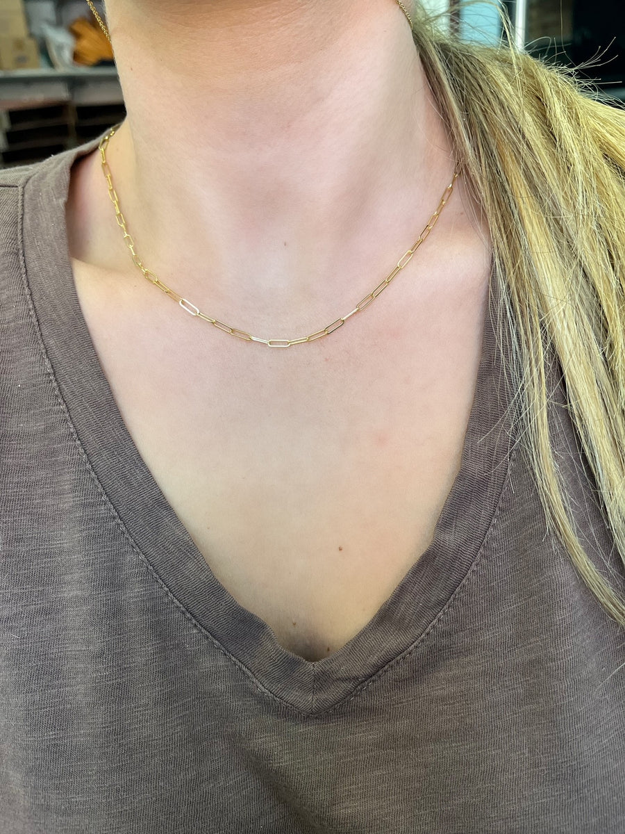 Thin Paperclip Chain Necklace 14K Rose / 17