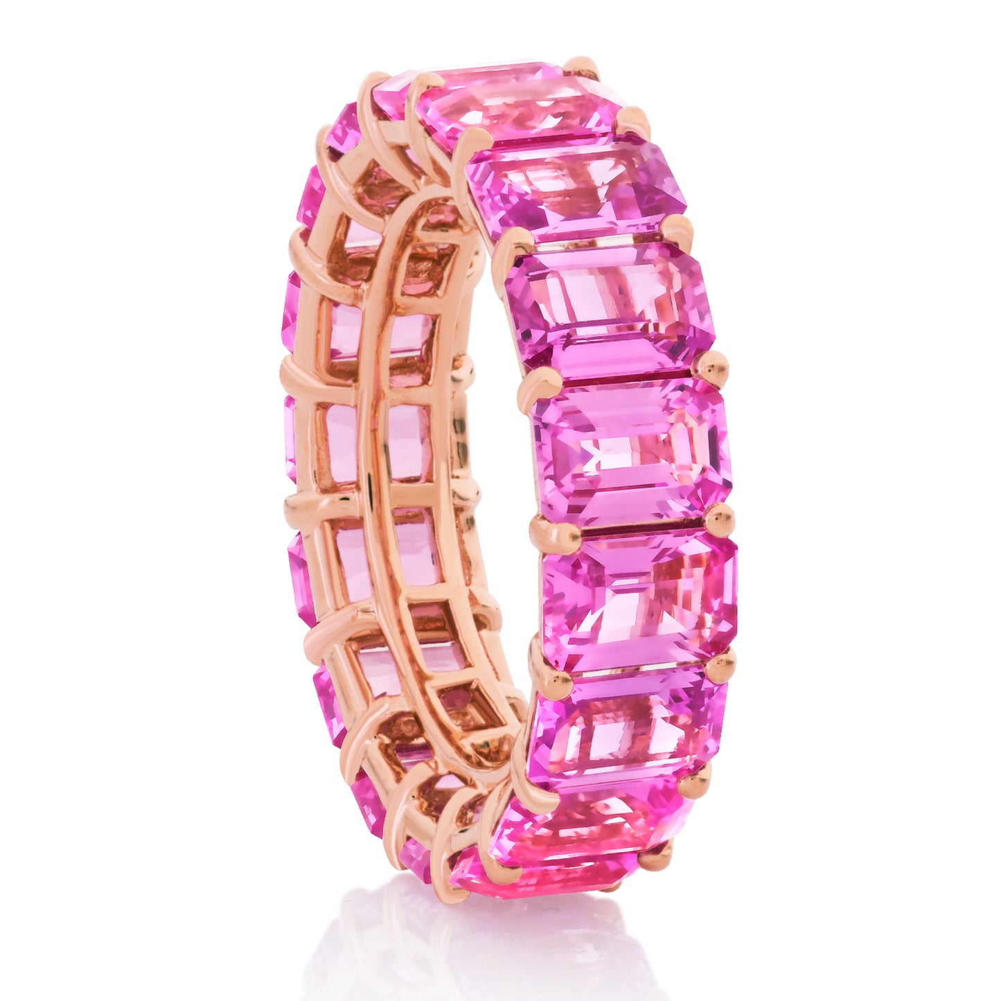 Emerald Cut Pink Sapphire Band 2