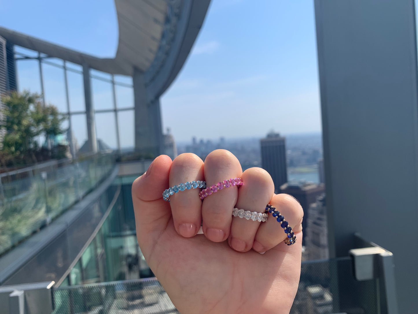 Pink Sapphire Oval Band - Three