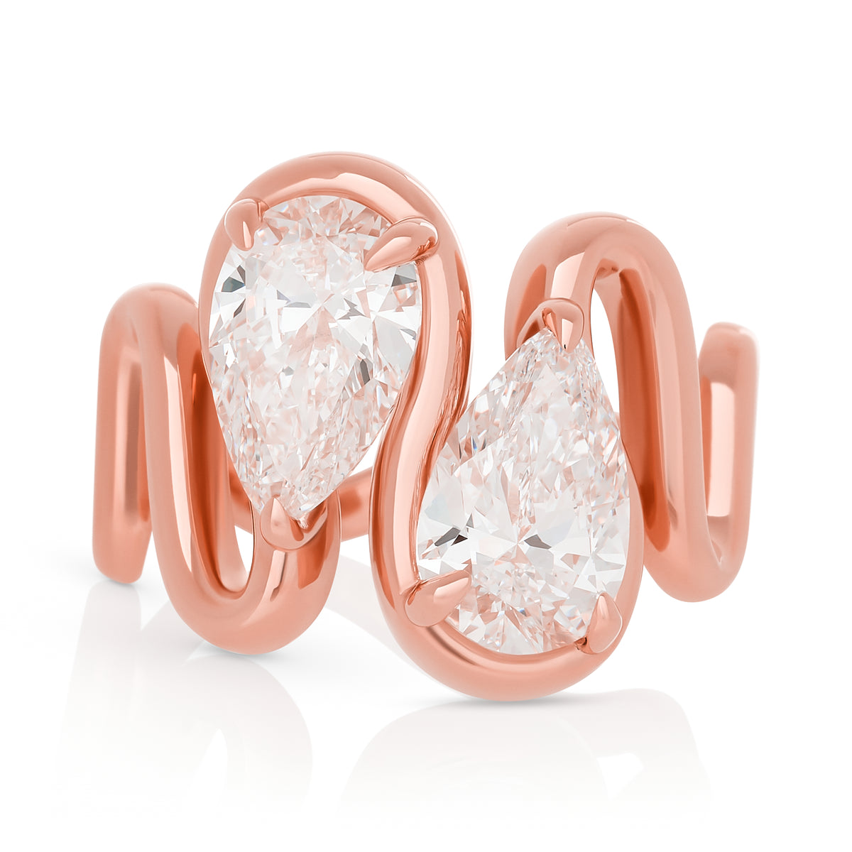 Lab Pear Diamond Wavy Ring