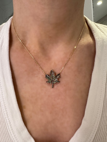 Champagne Diamond Maple Leaf Pendant