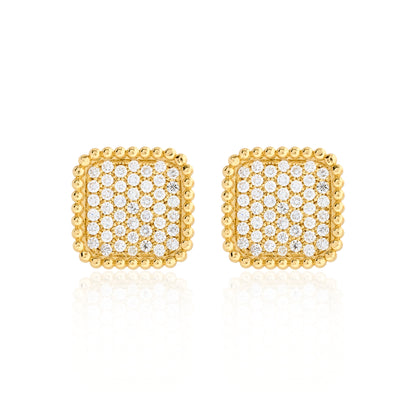 Square Shape Pave Diamond Earrings