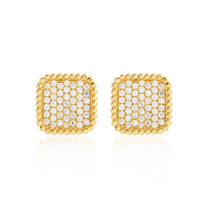Square Shape Pave Diamond Earrings