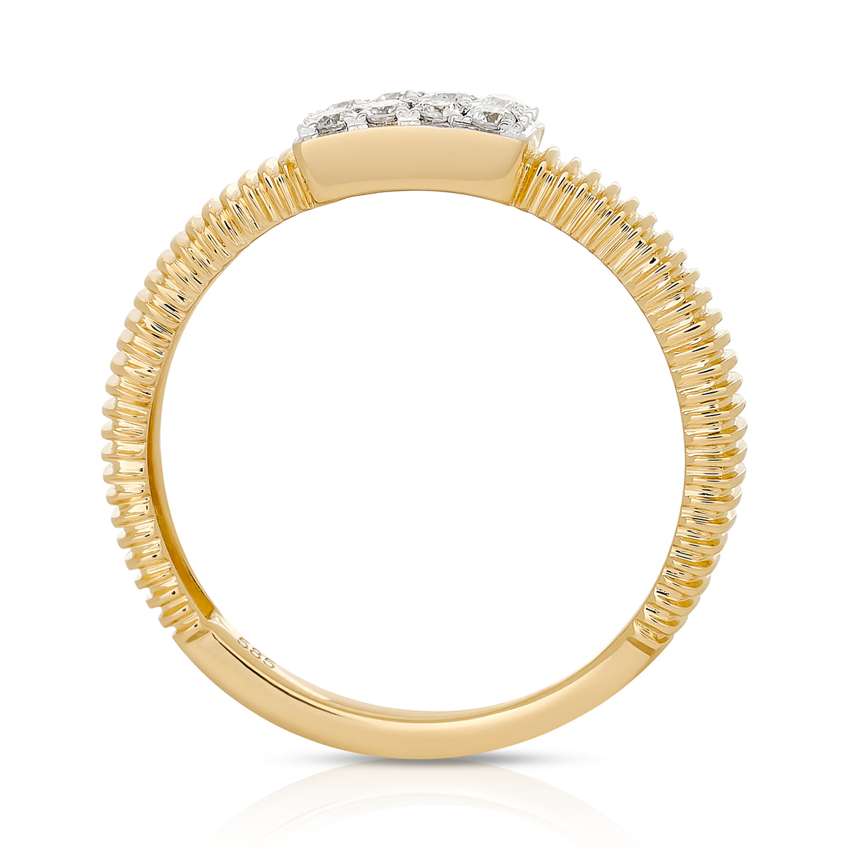 Fluted Gold and Diamond Pinky Ring