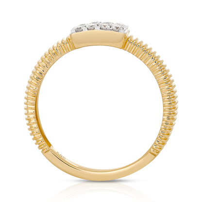 Fluted Gold and Diamond Pinky Ring