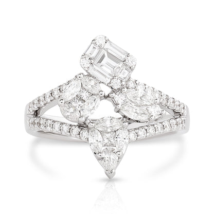 Mixed Cut Diamond Illusion Ring