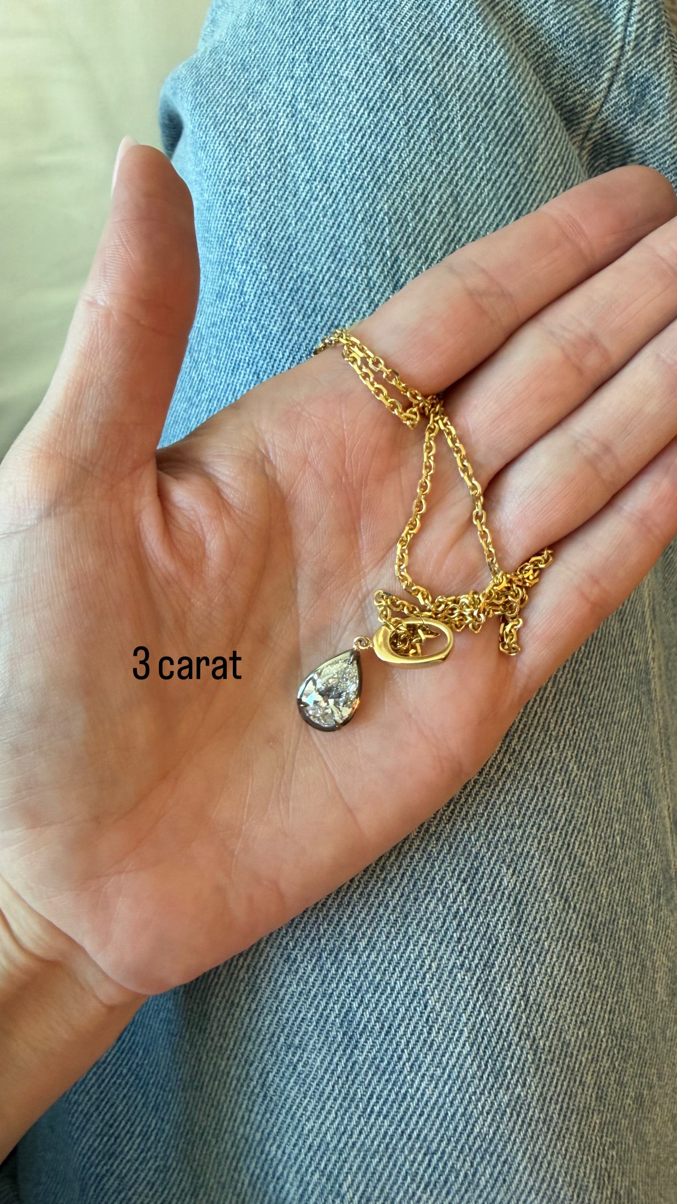 Lab Diamond Pear Shape Button Back Pendant