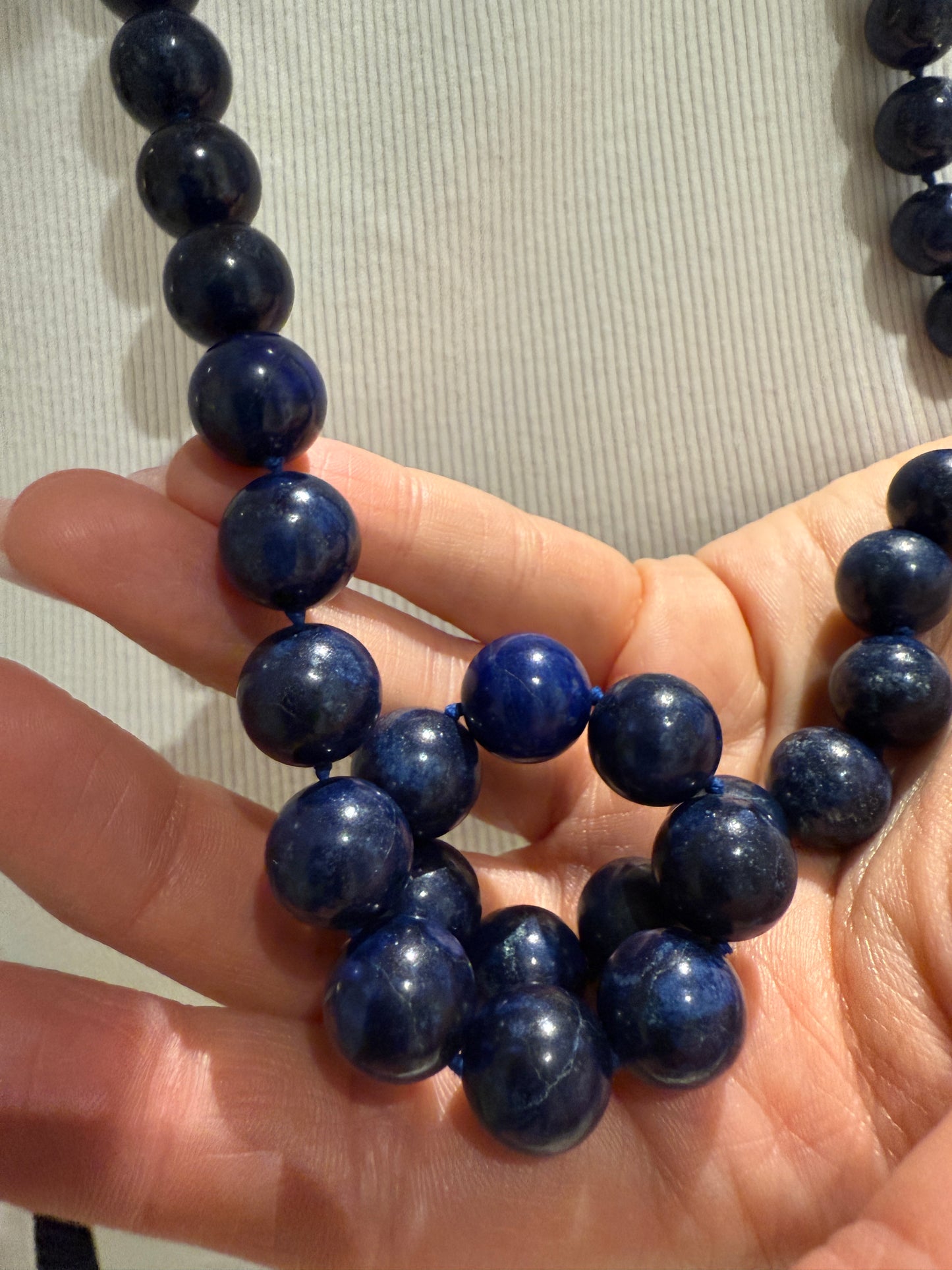 Estate Yellow Gold Lapis and Mabe Pearl Necklace