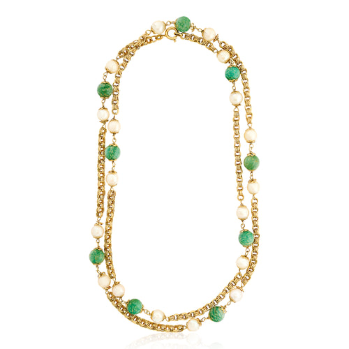 Pearl and Green Quartz Necklace