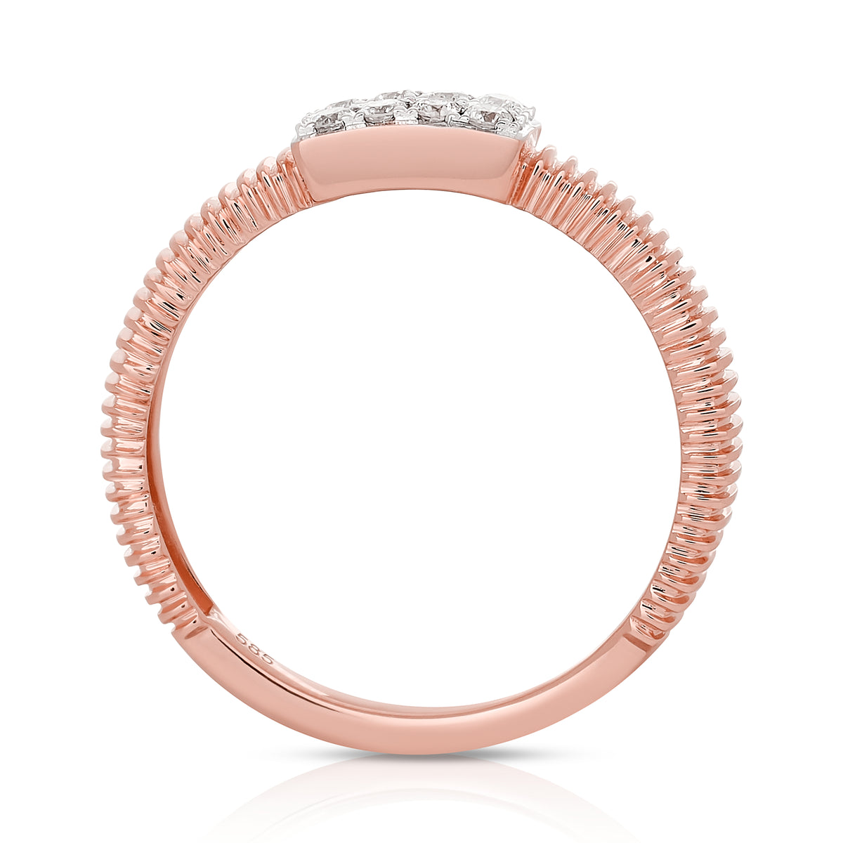 Fluted Gold and Diamond Pinky Ring