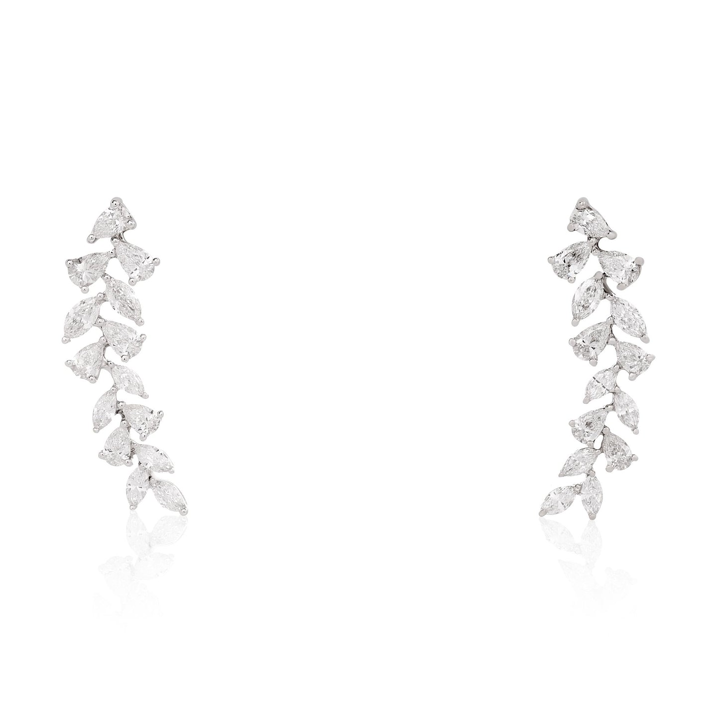 Diamond Leaf Climber Earrings