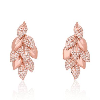 Diamond and Gold Leaf Earrings