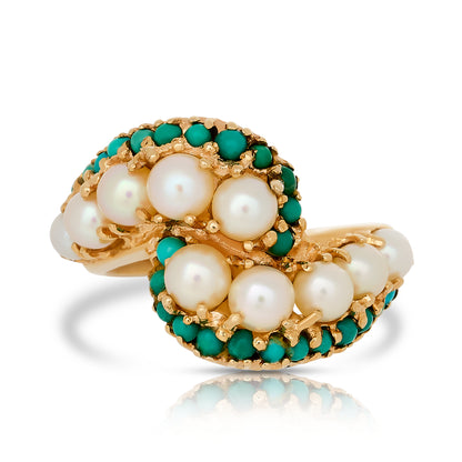 Vintage Pearl and Turquoise Ring