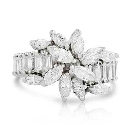 Estate Platinum Diamond Marquis and Baguette Band