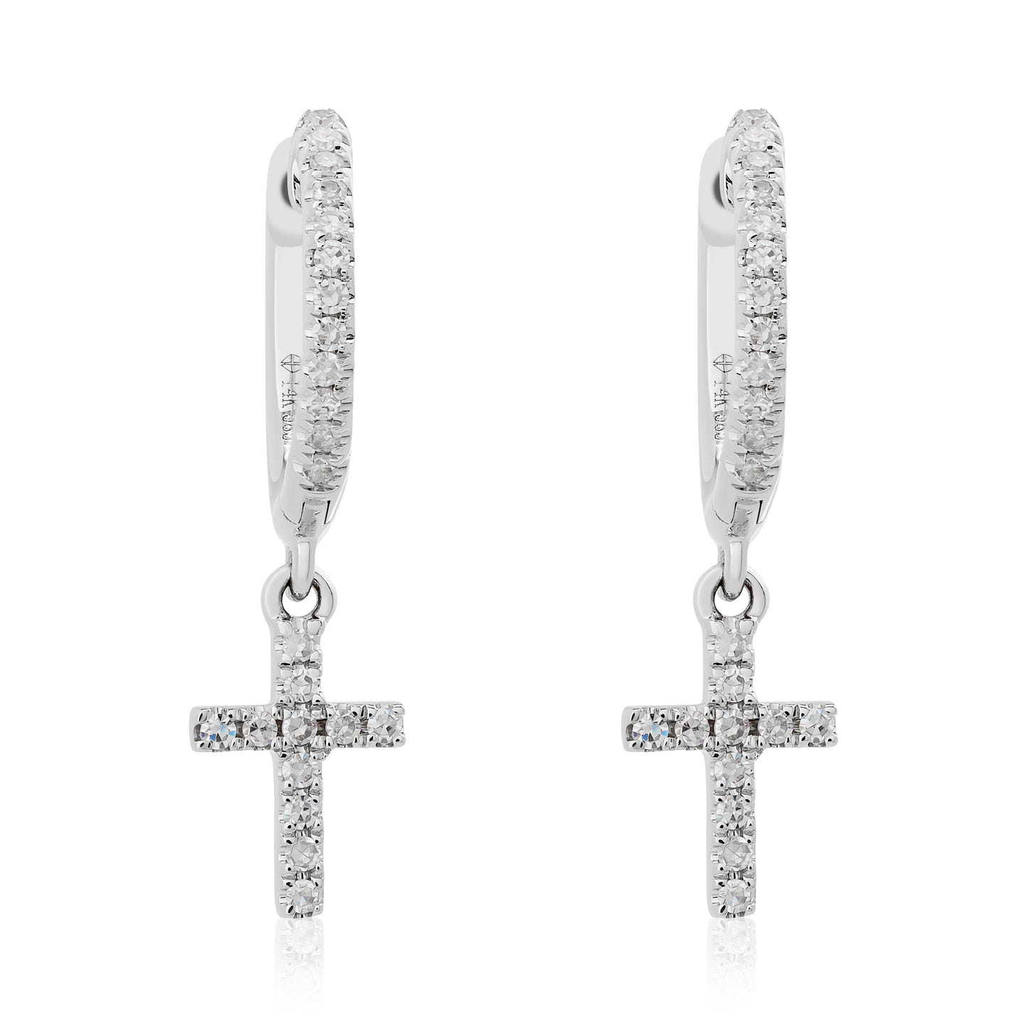 Petite Diamond Dangle Cross Earrings