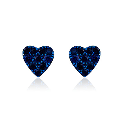 Petite Sapphire Heart Stud Earrings