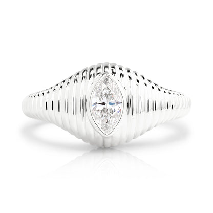 Fluted Marquise Diamond Ring