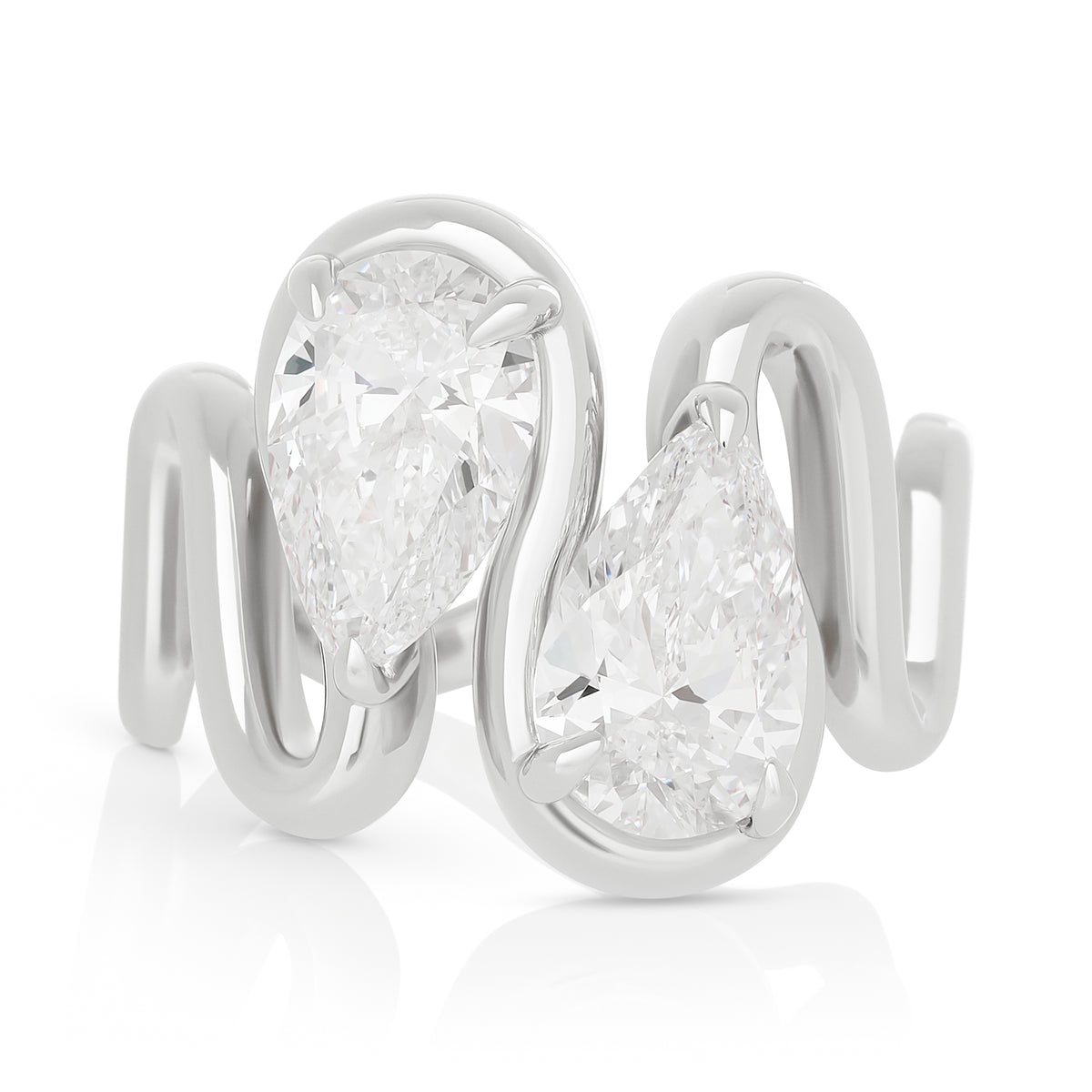 Lab Pear Diamond Wavy Ring