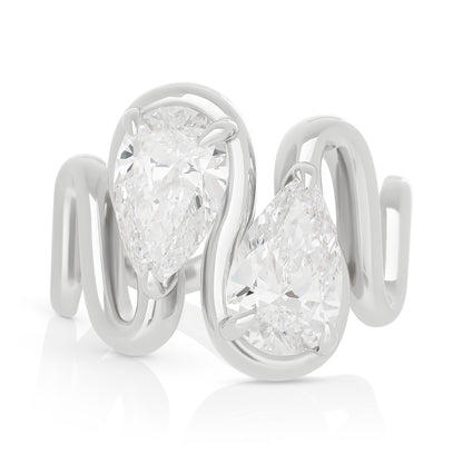 Lab Pear Diamond Wavy Ring