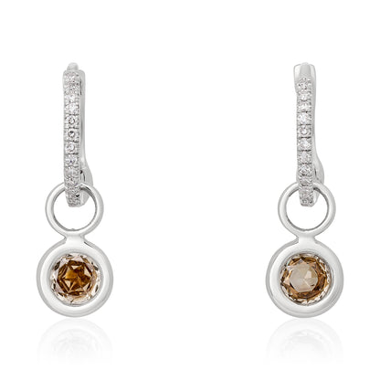 Champagne Rose Cut Diamond Circle Charms